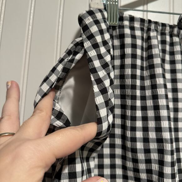 Emerson Lang Gingham Midi Skirt Bubble Hem Size XL - Picture 3 of 7